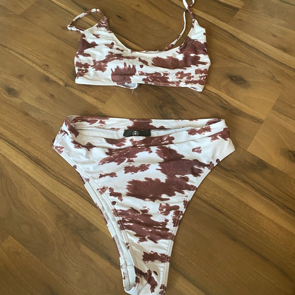 Cute cow print bikini set (ask for individual top/ bottom) top size 10 bottom 8